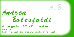 andrea bolcsfoldi business card